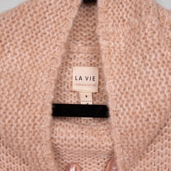 La Vie Rebecca Taylor pink cowl neck mohair wool blend sweater-S - Picture 3 of 4